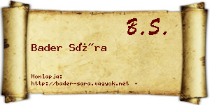Bader Sára névjegykártya